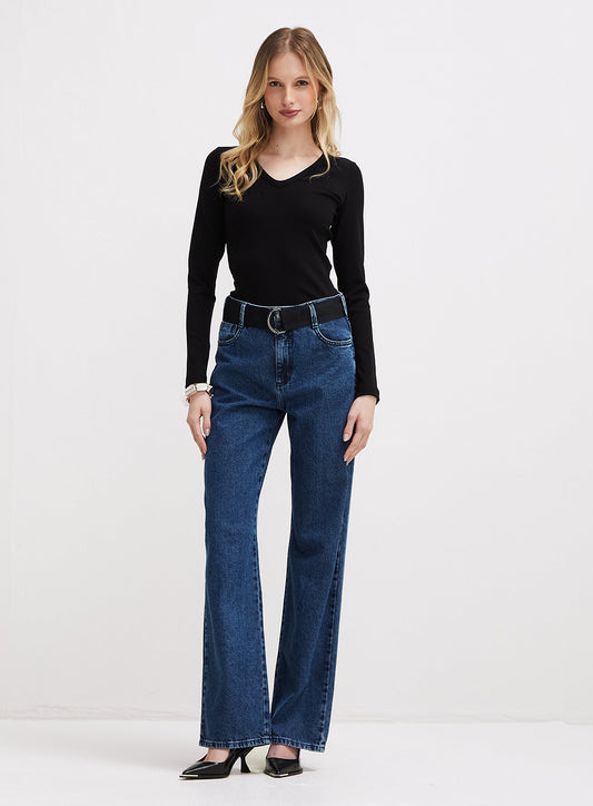 Calça Jeans Forum Feminina Raquel Wide Leg com Cinto